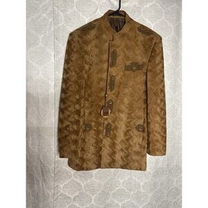 Venezzi NWT Men's Indo-Western Jodhpuri Bandhgala Jacket Camel Gold Size L